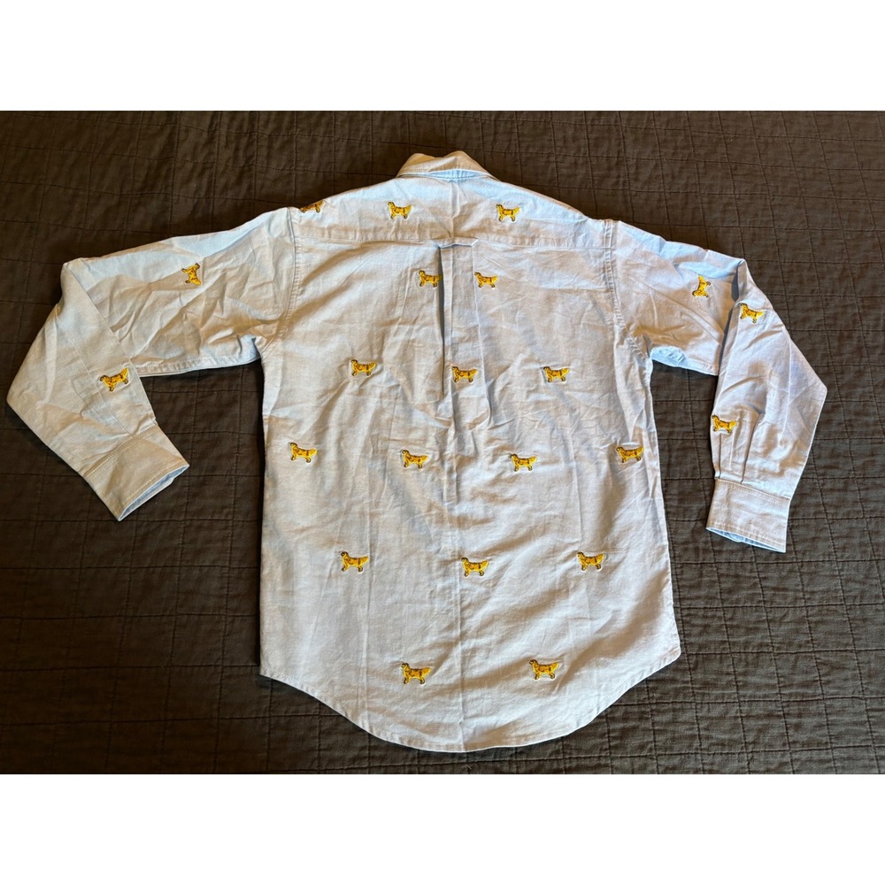 Castaway‎ Nantucket Island Kids Blue Golden Retriever Print Button Down Shirt